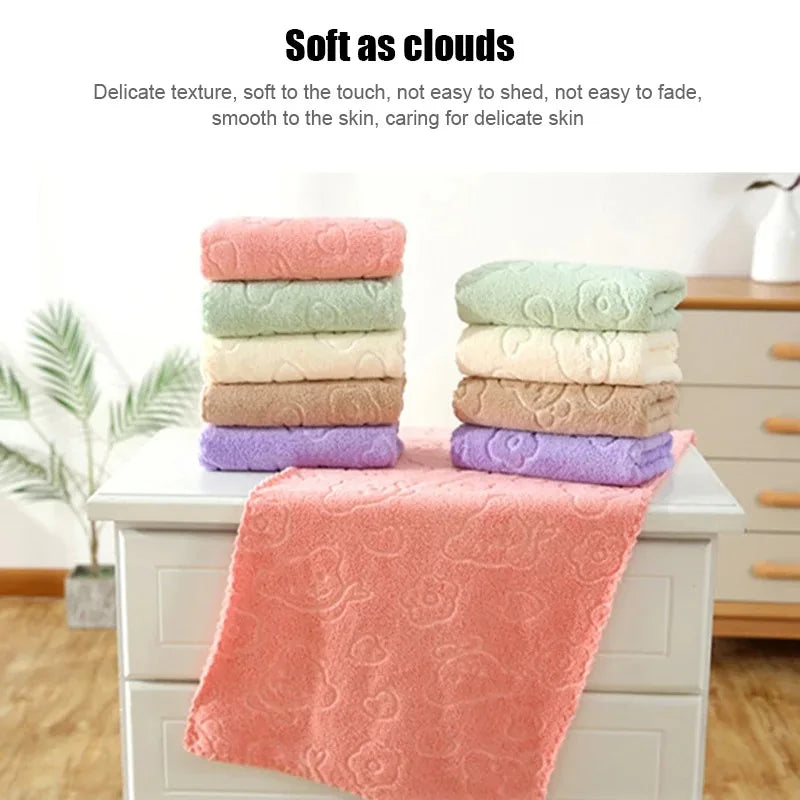 NONECN Coral Fleece Face Towels 5-Piece Set