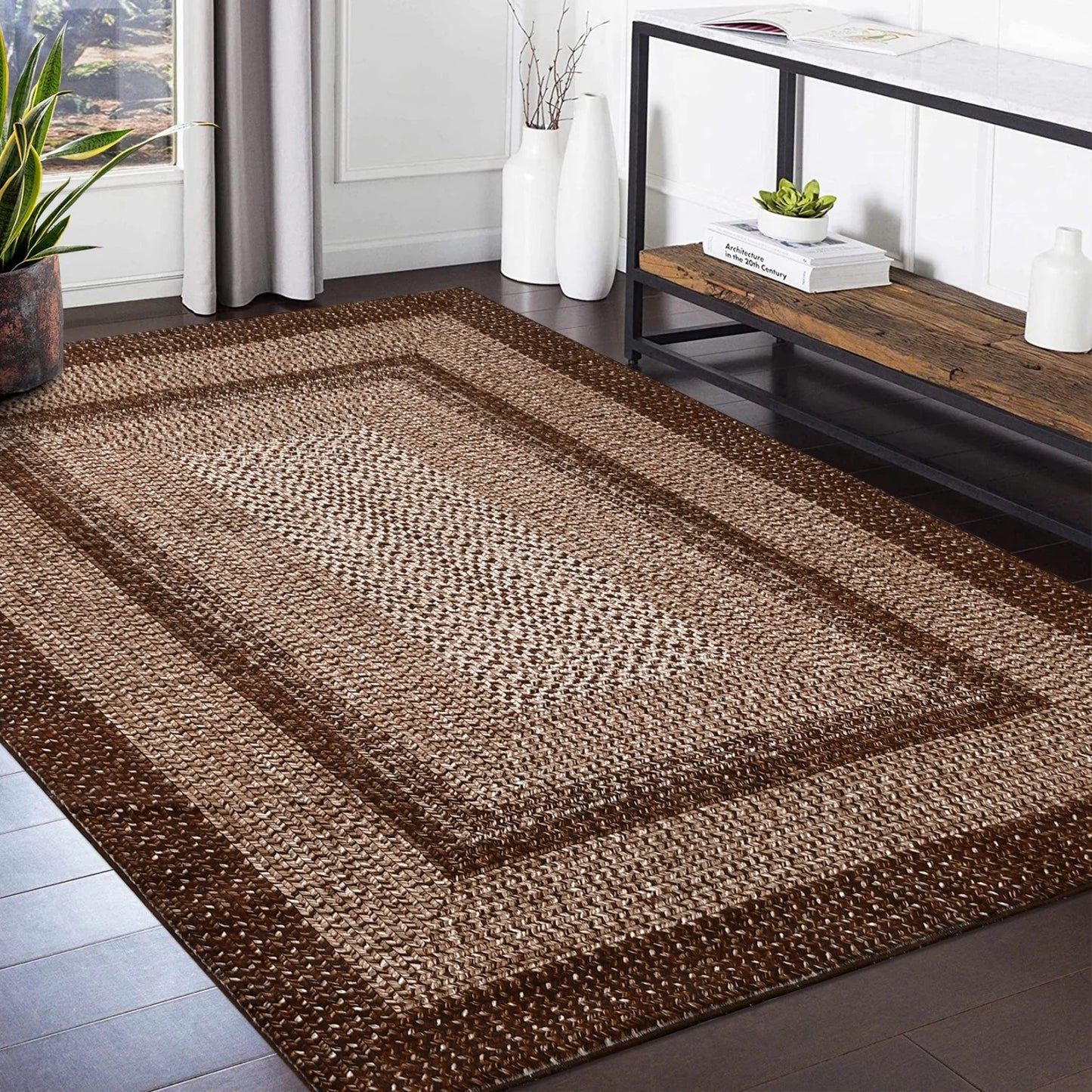 HiMIS Washable Braided Area Rug Non Slip For Living Room