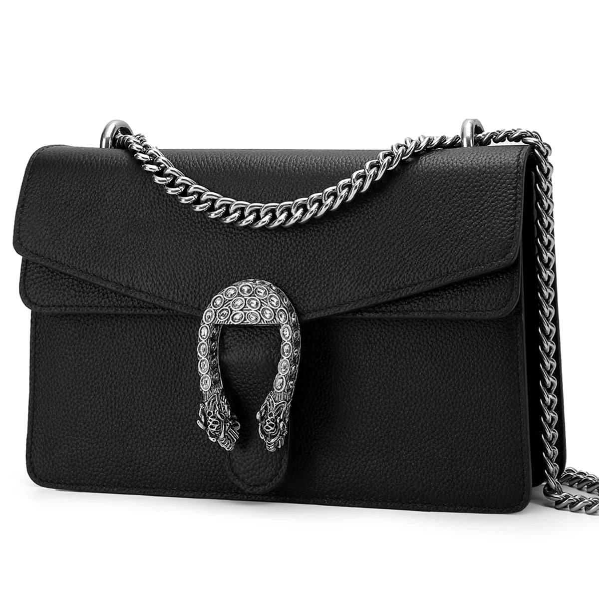 Genuine Leather Crossbody Bag For Women With Chain Strap