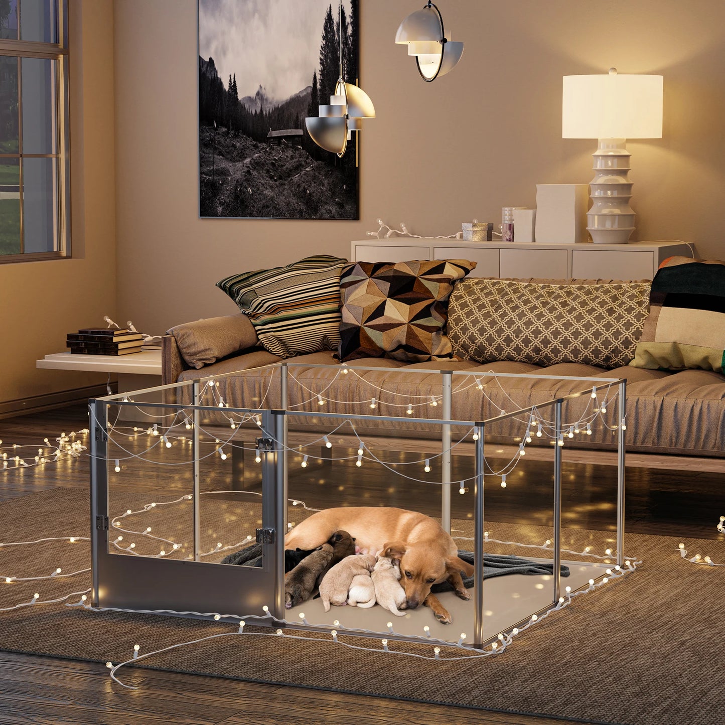 BINGOPAW Dog Playpen Acrylic Kennel Fence for Pets