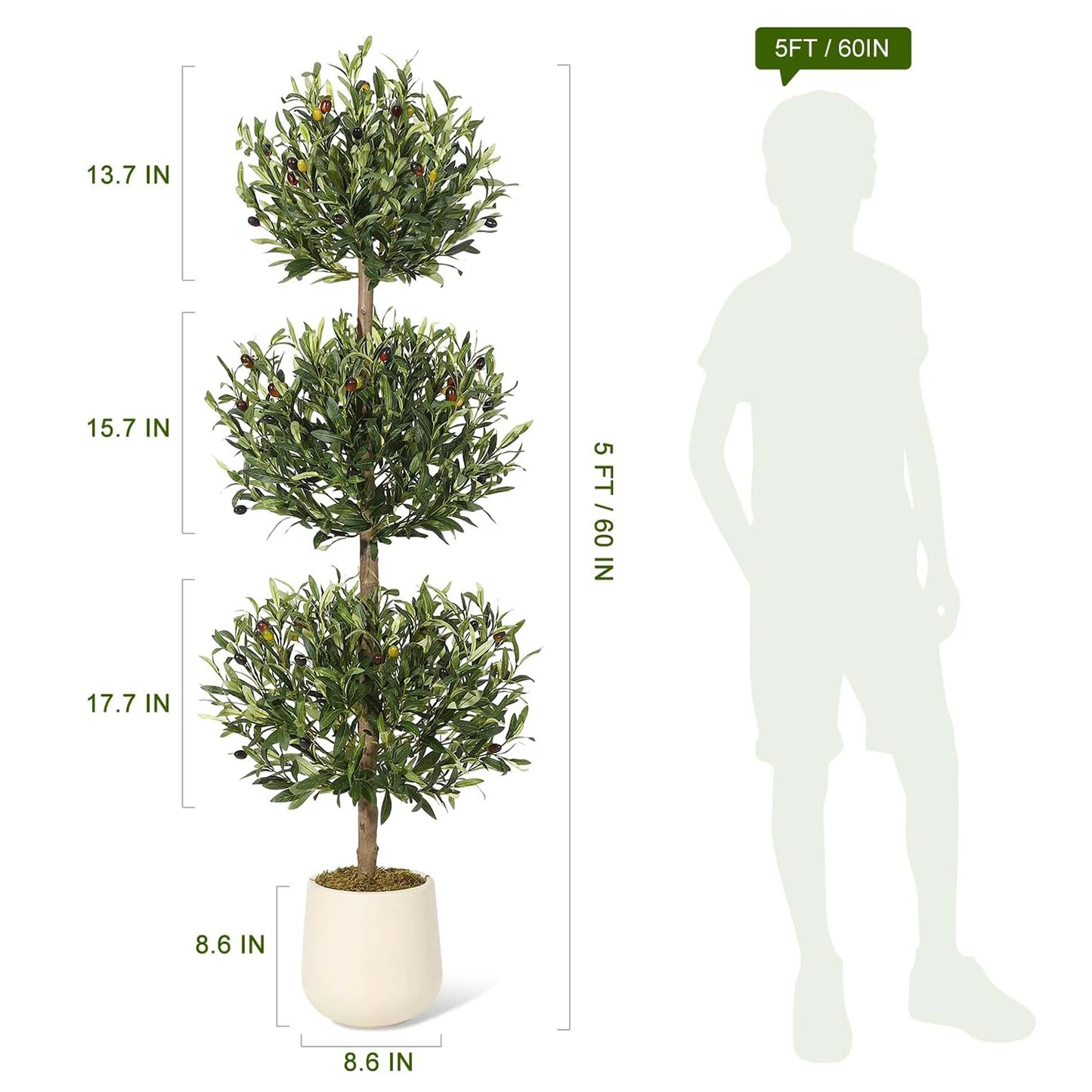 HiMIS Artificial Olive Tree With Planter For Indoor Home Office Decor Lifelike Foliage