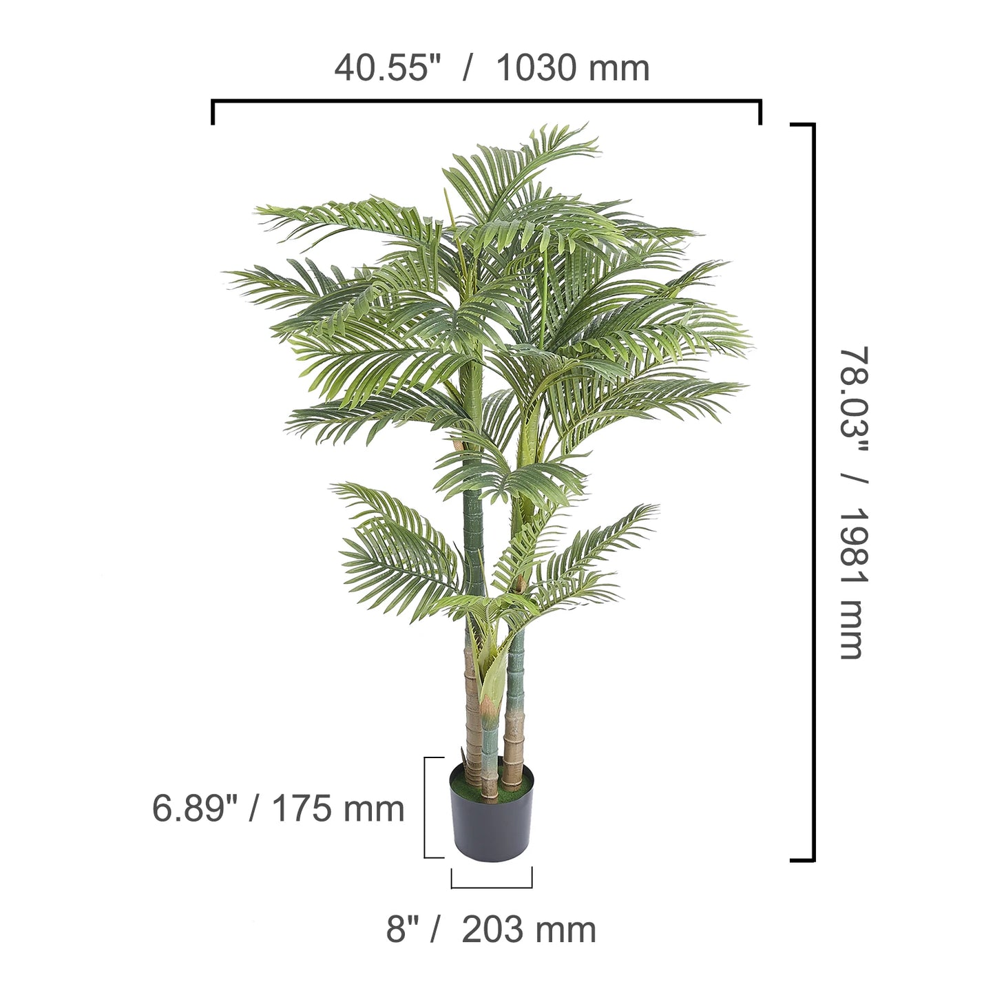 Artificial Palm Tree Faux Plant With Anti Tip Tilt Protection And Low Maintenance PE Material For Home Prop 65 Compliant