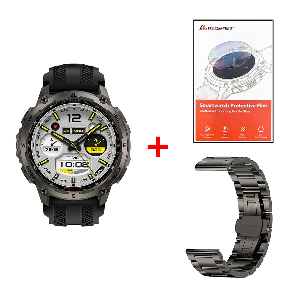 KOSPET Tank T4 Smartwatch for Men GPS Outdoor Activity Tracker