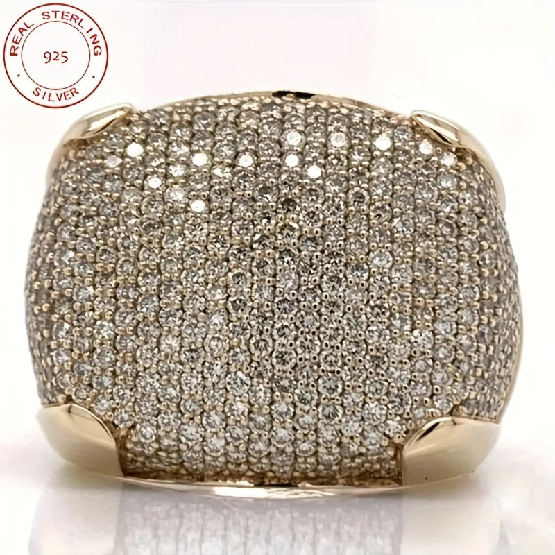 WPOOCC 925 Sterling Silver Iced Out Pinky Ring Zircon