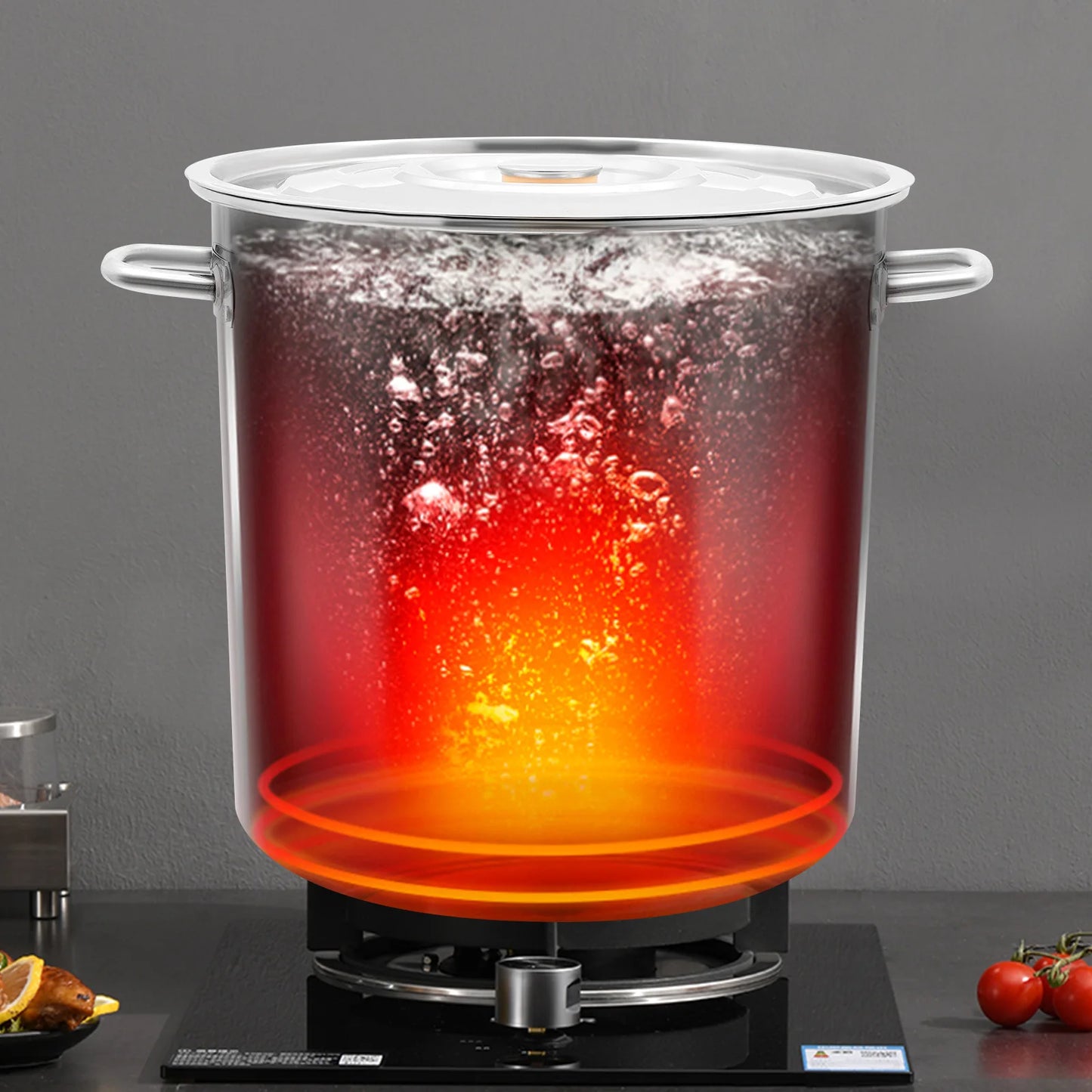 40 * 40cm 52L Stainless Steel Soup Pot with Leaky Bucket Crayfish and Seafood Pot Suitable for Outdoor Cooking