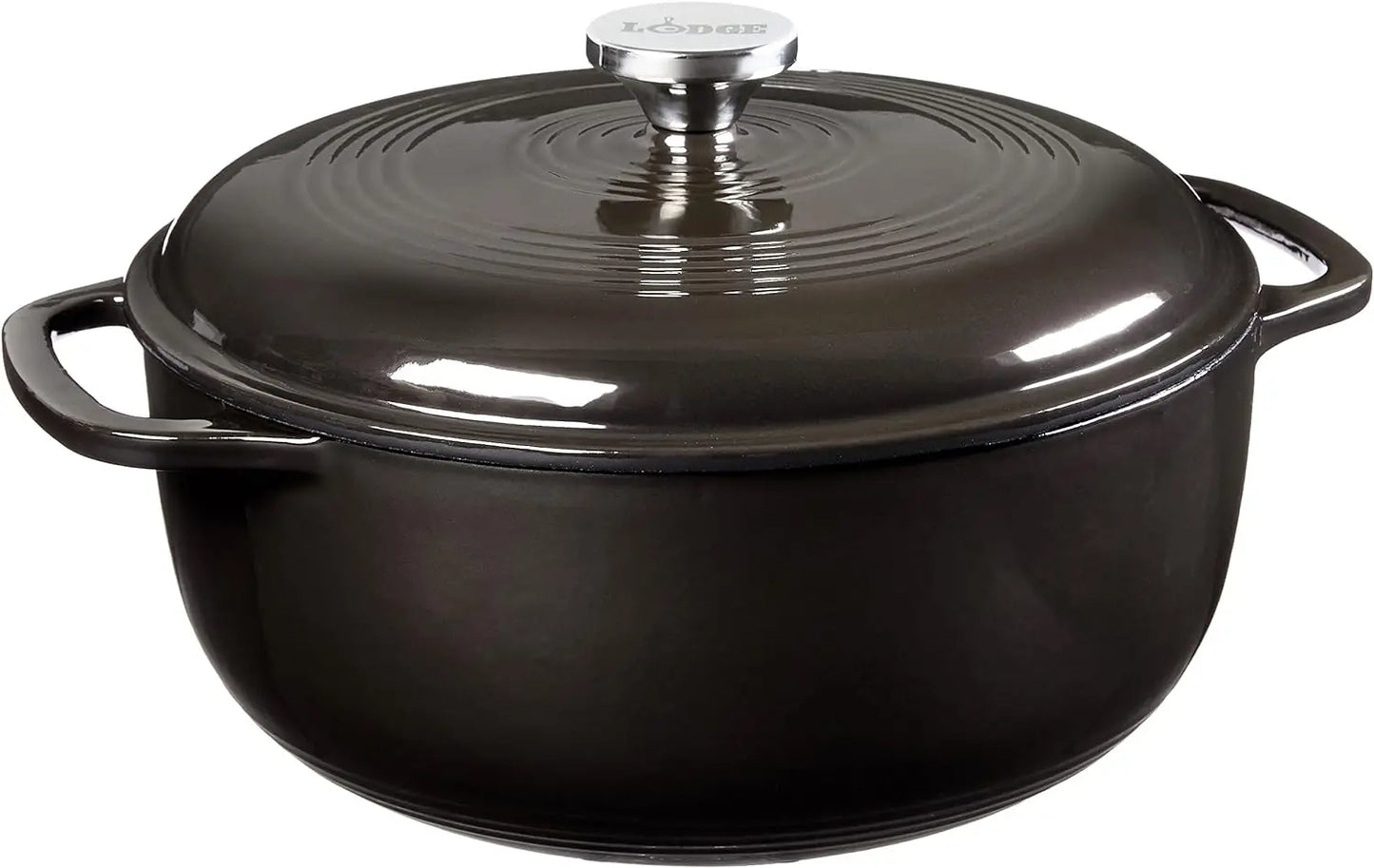Lodge 6 Quart Enameled Cast Iron Dutch Oven with Lid Dual Handles Oven Safe up to 500° F or on Stovetop Use to Marinate Cook