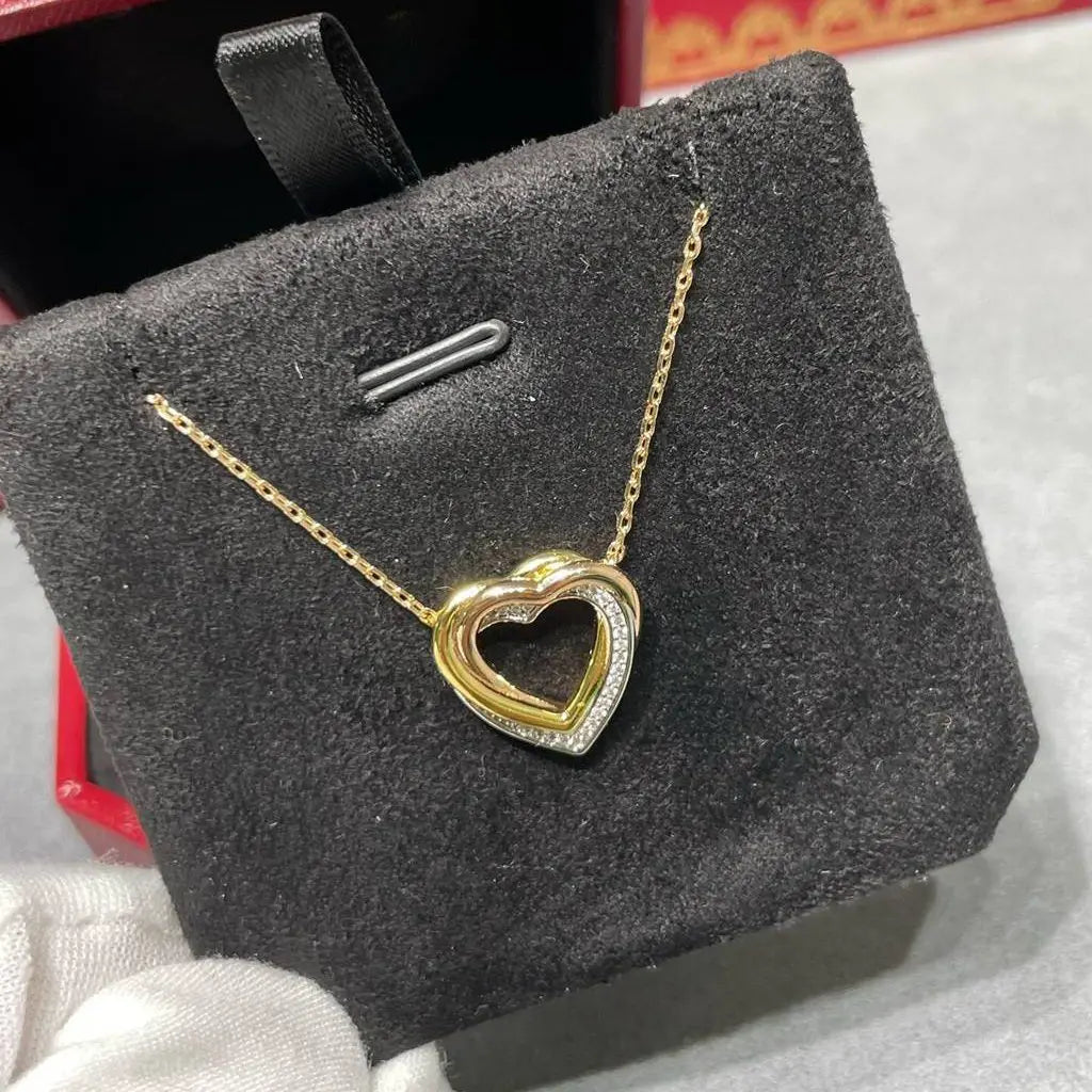 DUTRIEUXCN Diamond Heart Pave Pendant Necklace for Women