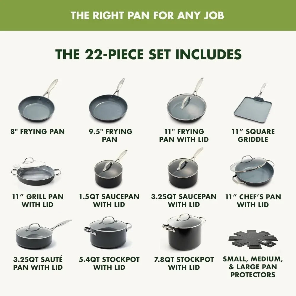 Best seller  Hard Anodized Healthy Ceramic Nonstick , Saute & Sauce Pans, Stockpot,Lids, PFAS-Free, Induction, Dishwasher & Oven