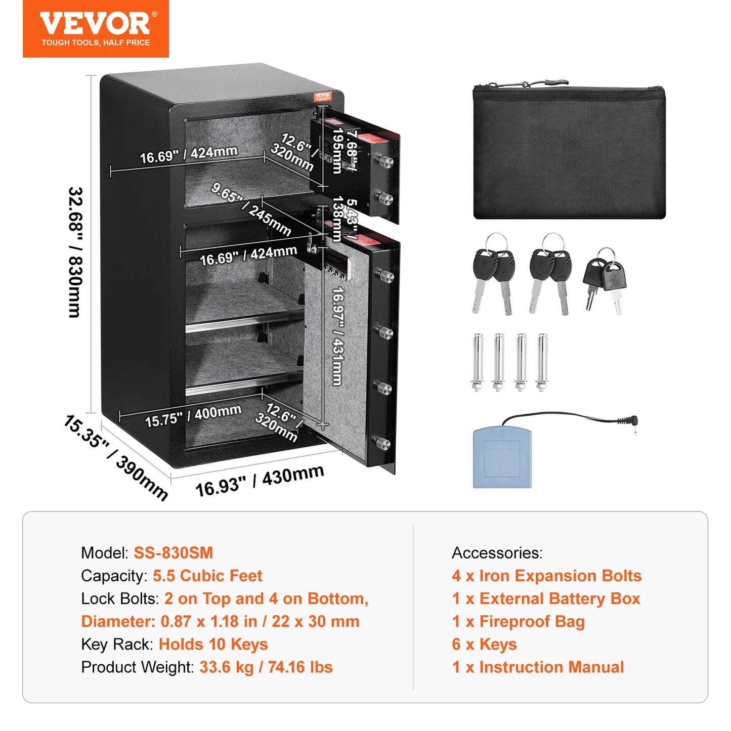 SucceBuy Fireproof Safe Box With Biometric Fingerprint Lock And PasswordProtectionPlus