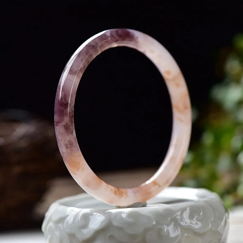 Natural Hand Carved Thin Round Jade Bracelet For Women