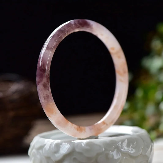 Natural Hand Carved Thin Round Jade Bracelet For Women