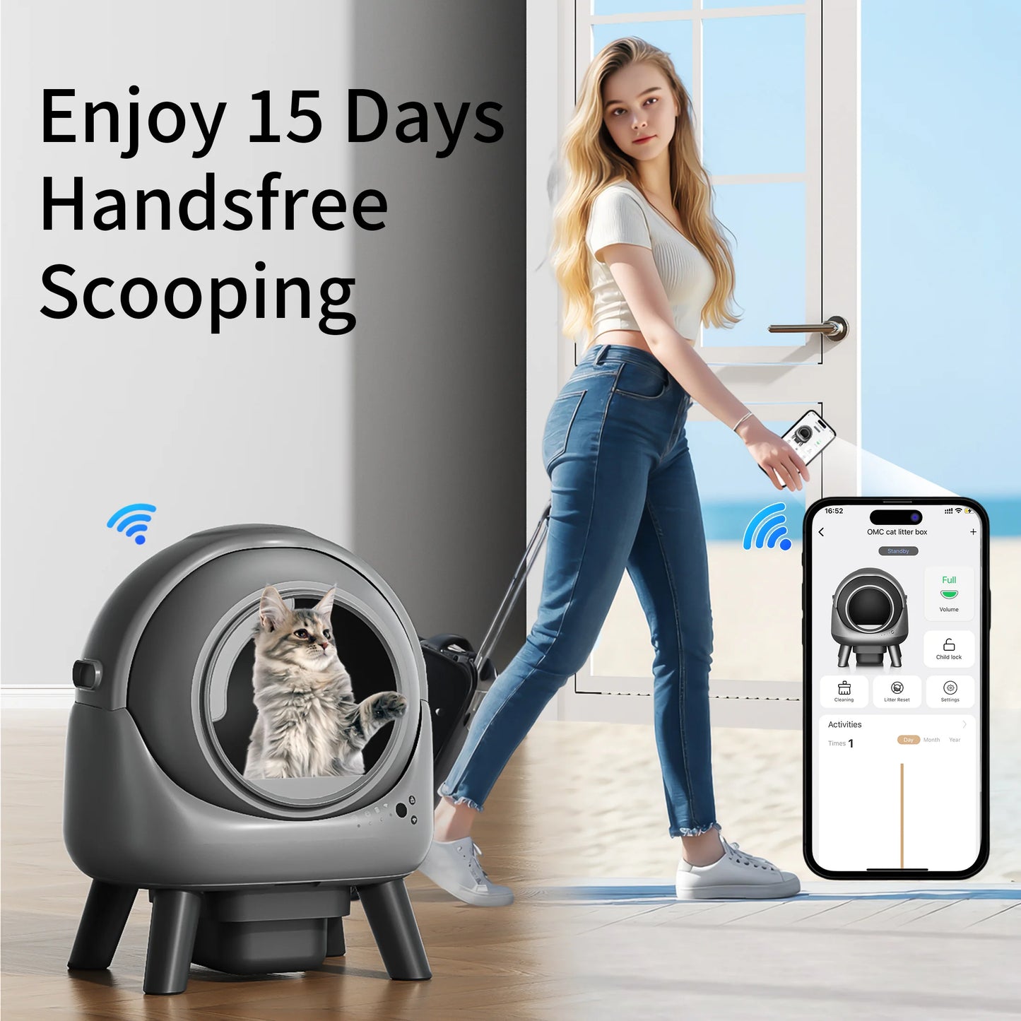 REDSASA Self Cleaning Litter Box With App Control For Cats