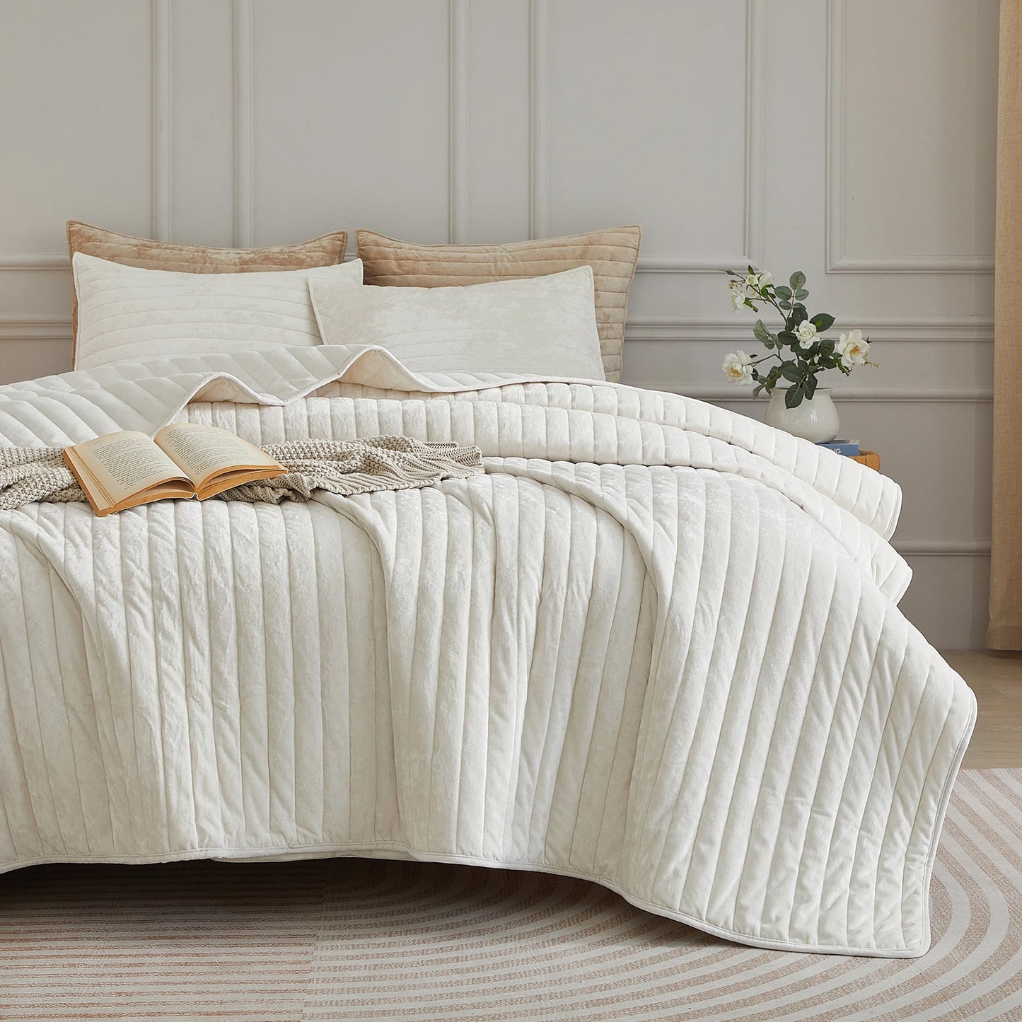 Bed Cover Mattress Topper Velvet Quilted Set For Home Use
