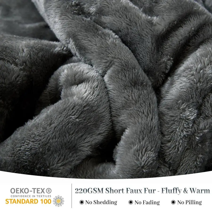 Faux Fur Comforter Set 100 Percent Cotton Ultra Soft Plush Bedding for Winter Cozy All Season