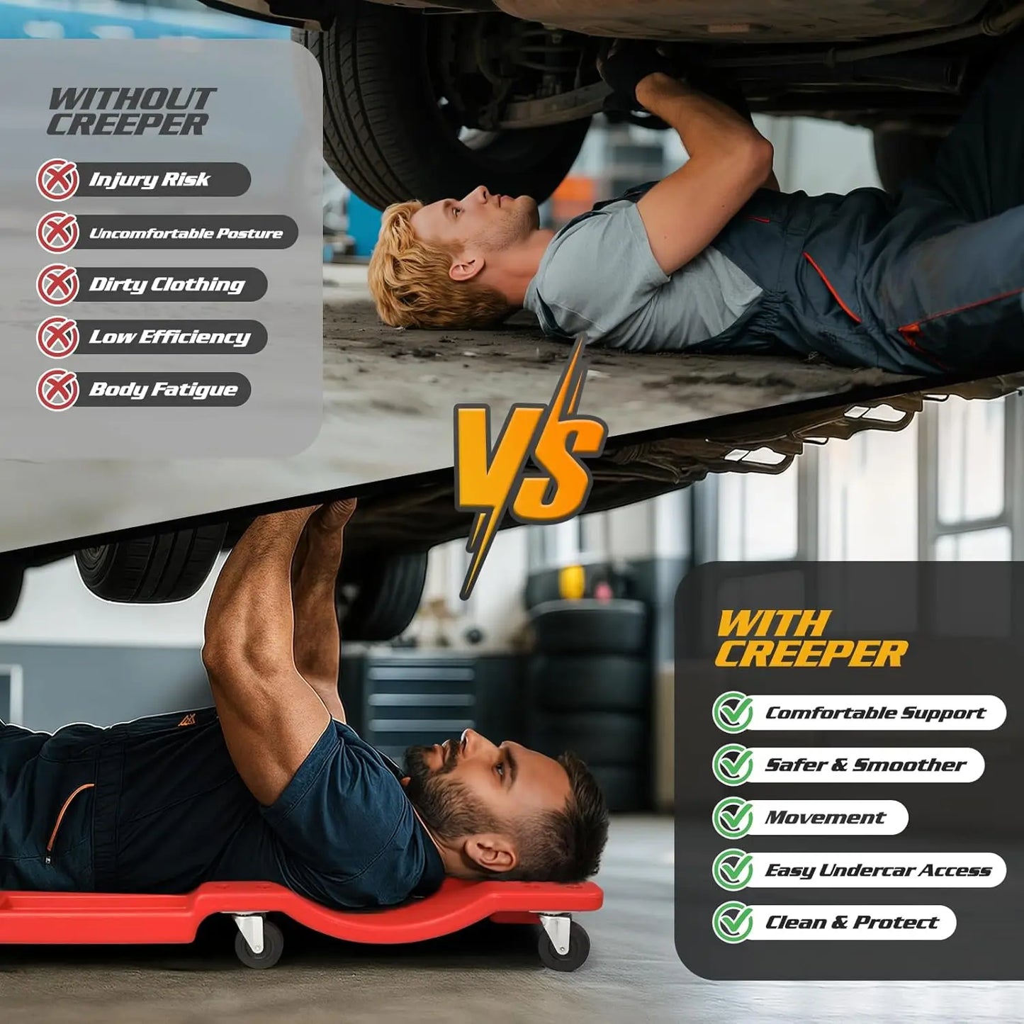 Mechanic Creeper Rolling Garage Creeper With Padded Headrest