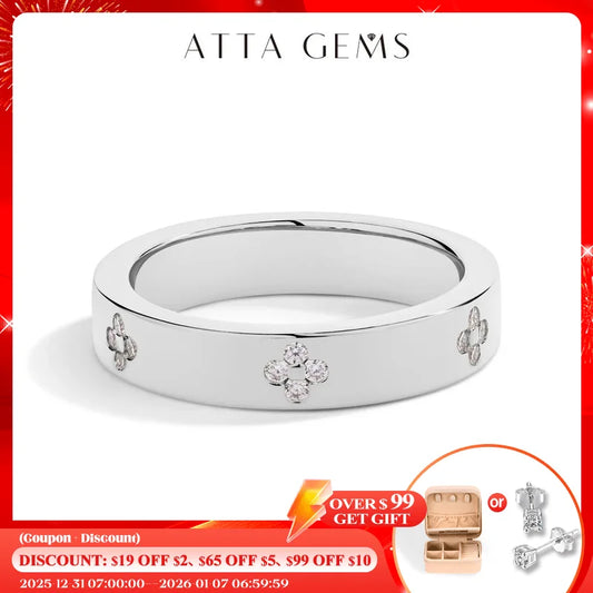ATTAGEMSC Moissanite Ring S925 Sterling Silver Women's Wedding Band