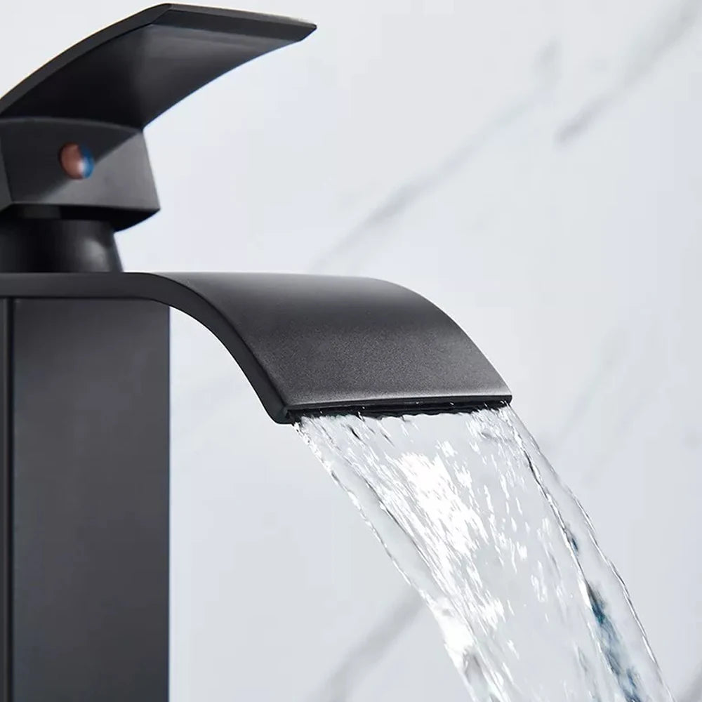 MYQualife Waterfall Bathroom Faucet Single Hole Vessel Sink Tap RS1607B