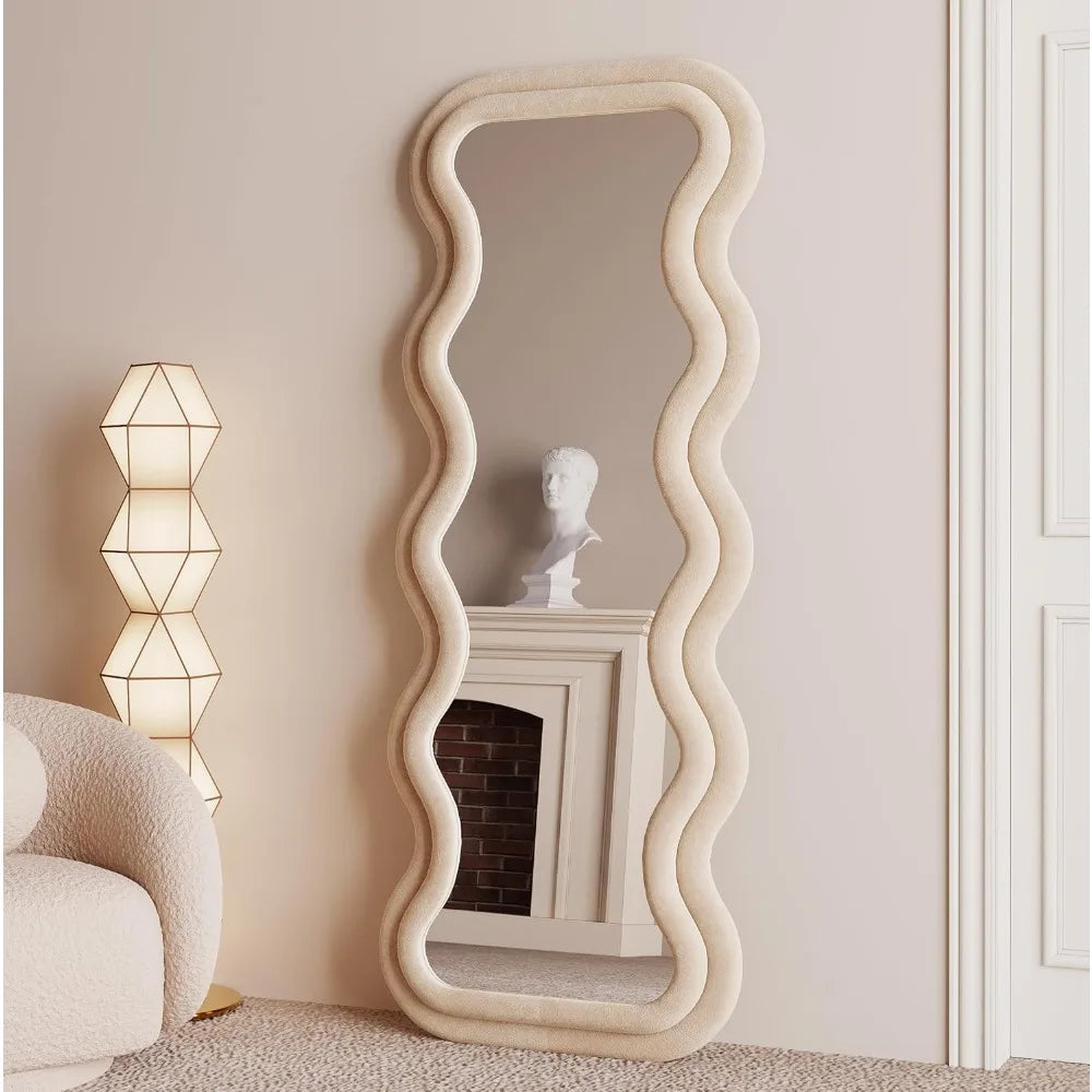 Irregular Arched Wavy Floor Mirror For Bedroom