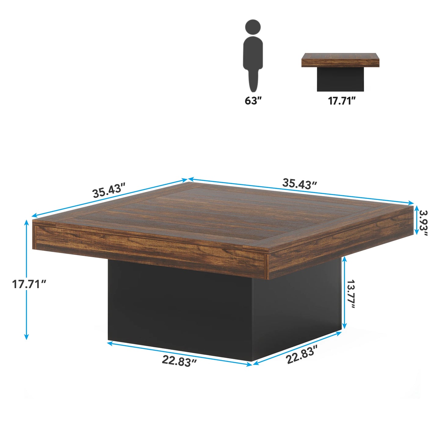 Tribesigns LED Coffee Table Square Engineered Wood for Living Room