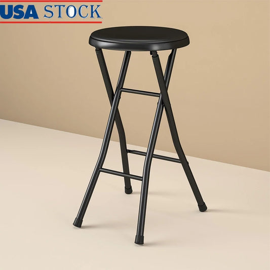 Folding Metal Stool Slip-Resistant Padded ErgonomicallyDesigned Portable Seating Indoor Use