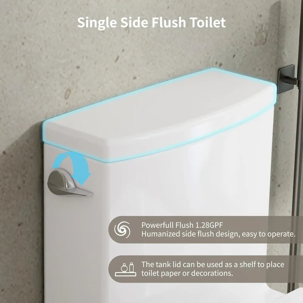 One Piece Elongated Toilet With Powerful Dual-Flush Cyclone Flushing 1.28 GPF Ceramic