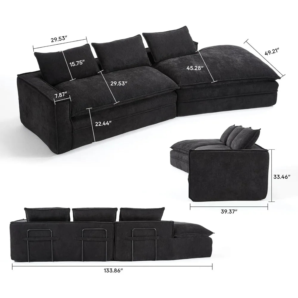 Luxuriously Stuffed Polyurethane Cloud Sofa Sectional For Living Room Indulgence