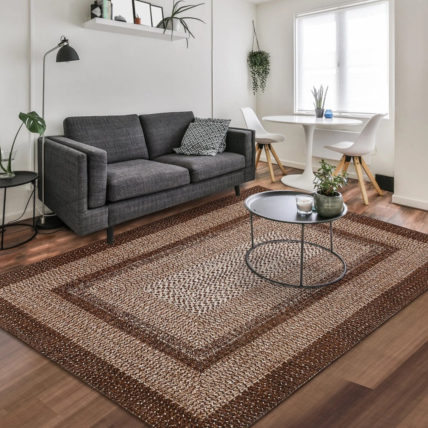 HiMIS Washable Braided Area Rug Non Slip For Living Room