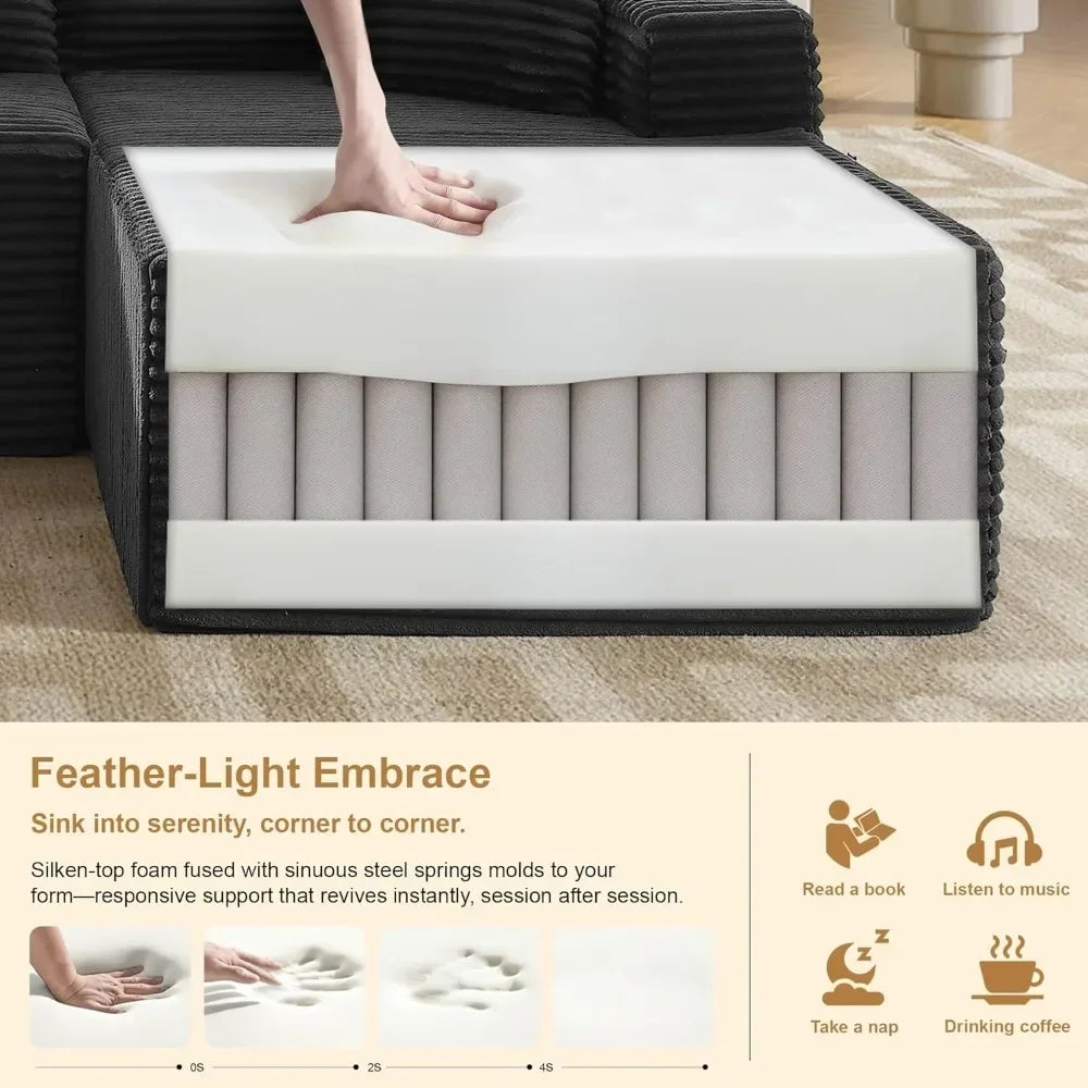 Luxurious Contemporary-Inspired Sectional Sofa L-Shaped Cloud Couch For Living Room