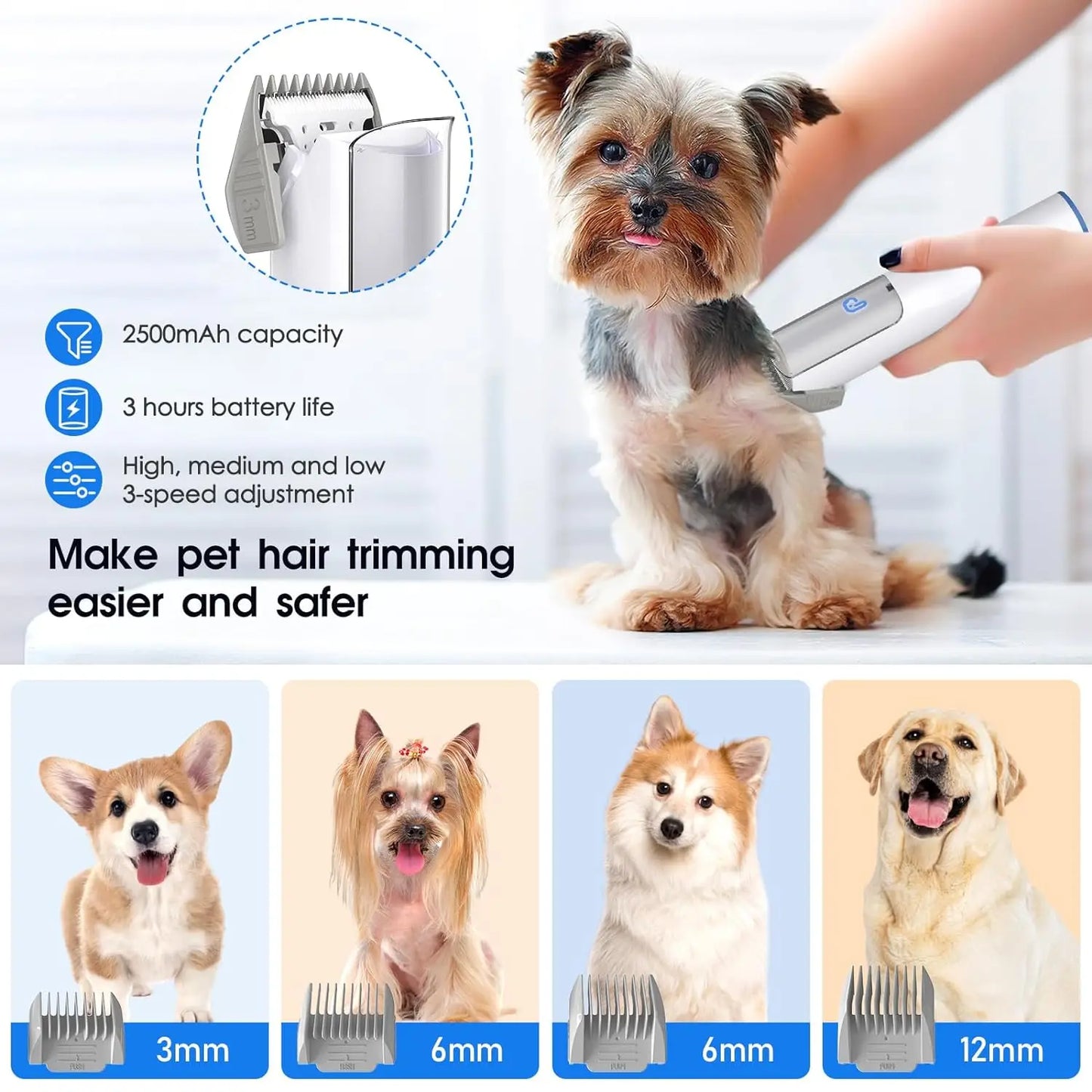 HiMISS Dog Grooming Vacuum Kit With Pet Hair Suction
