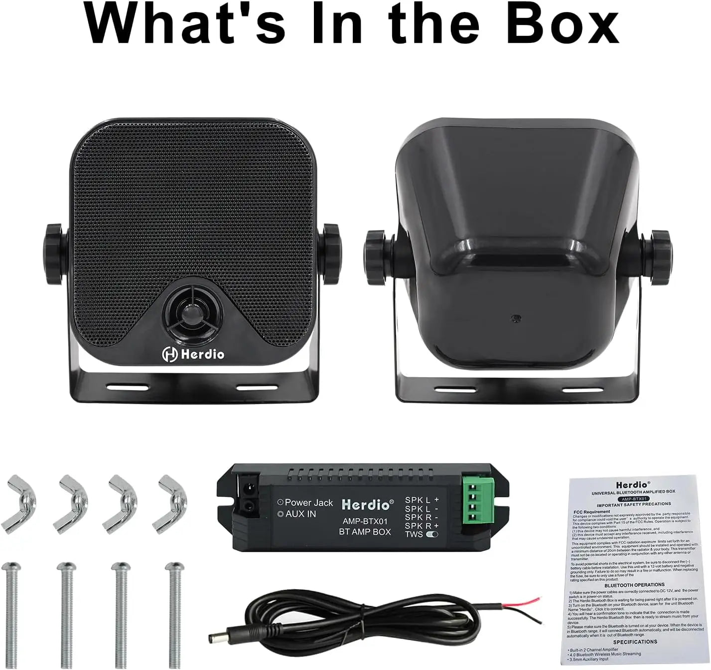 Herdio Heavy Duty Waterproof Boat Marine Bluetooth Surface Mounted Speakers