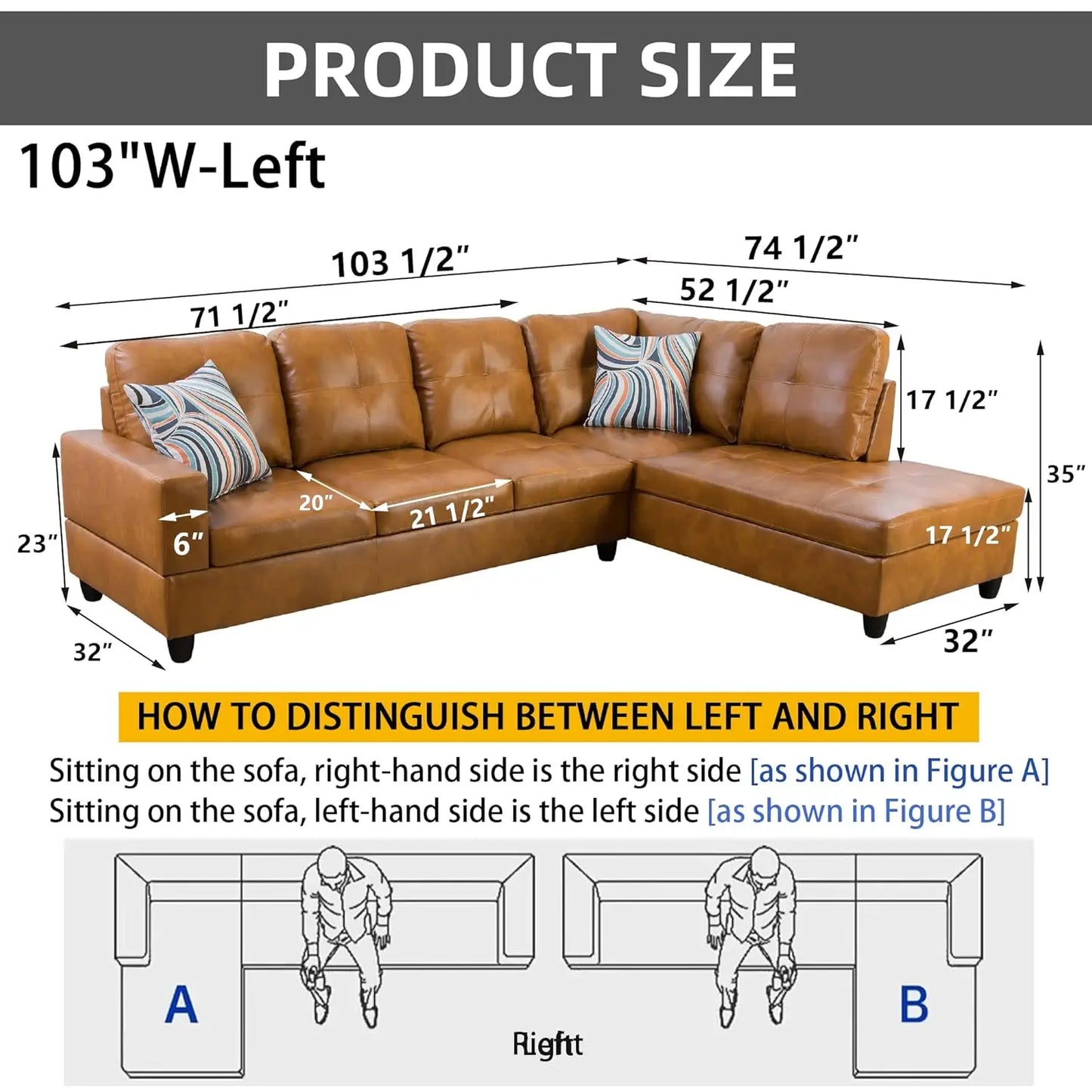 L-Shaped Modern Synthetic Leather Sofa Set for Living Room