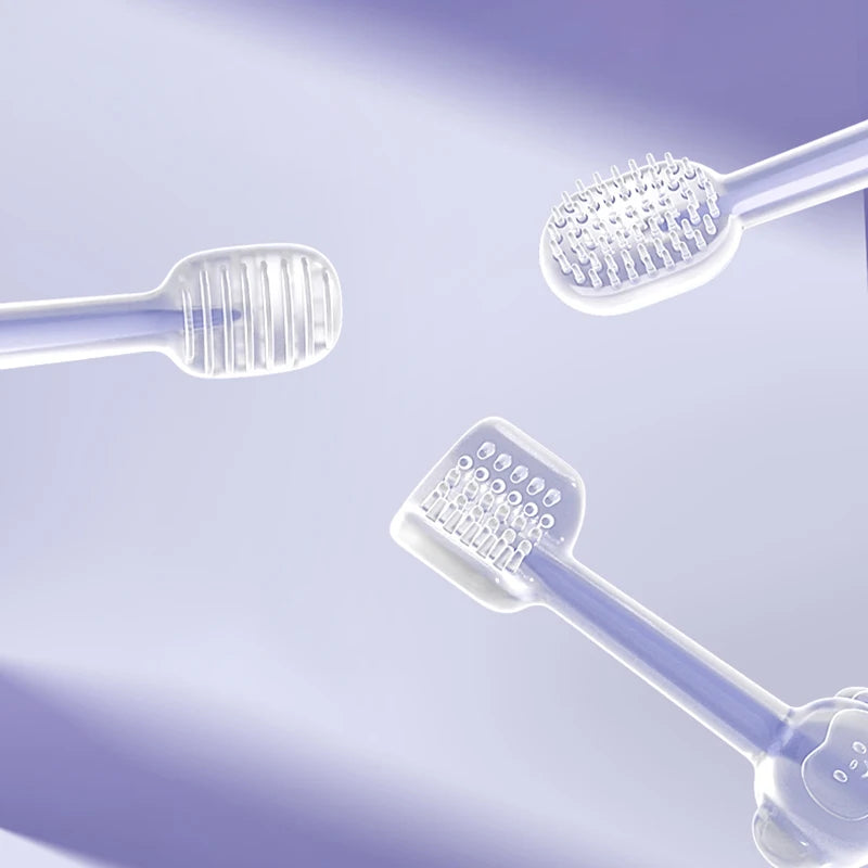 YTYIN Pet Toothbrush Set 3pcs Silica Gel For Dogs Cats