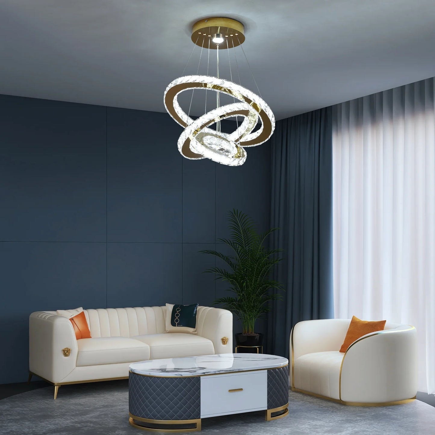 VETRULUS French Luxury Crystal Chandelier Hall LivingRoom LED CeilingPendantLight