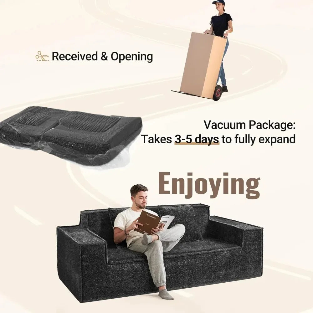 Chenille Upholstered Modern Cloud Loveseat Sofa Includes 2 Pillows