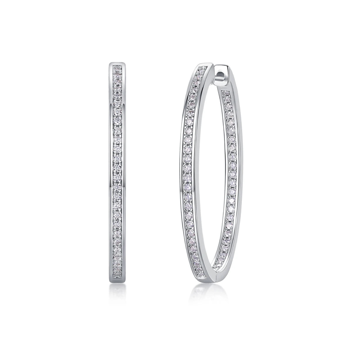 JIUZUAN Moissanite Hoop Earrings 925 Sterling Silver 18K Gold Plated