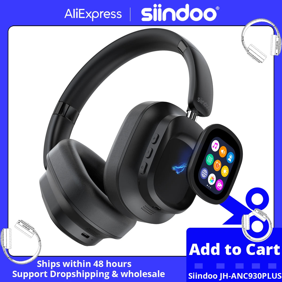 Siindoo ANC930Plus Hybrid Wireless Headphones With Touch Controls