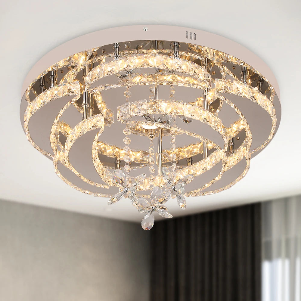 VETRULUS Luxury Crystal Chandelier Modern Ceiling Pendant Lamp Dimmable