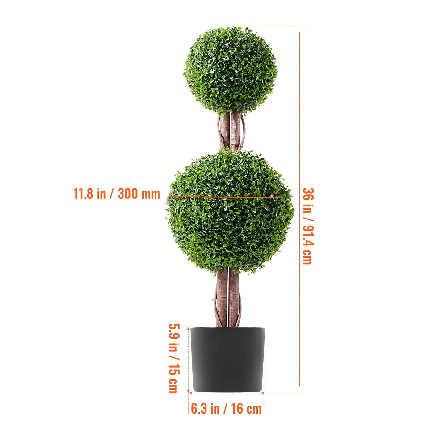 SucceBuy Artificial Boxwood Topiary Tree Indoor Decor