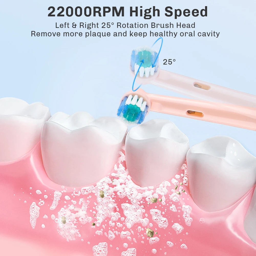 AFDEAL Rechargeable Rotating Kids Electric Toothbrush With 4 Soft Brush Heads Whitening Oral Care