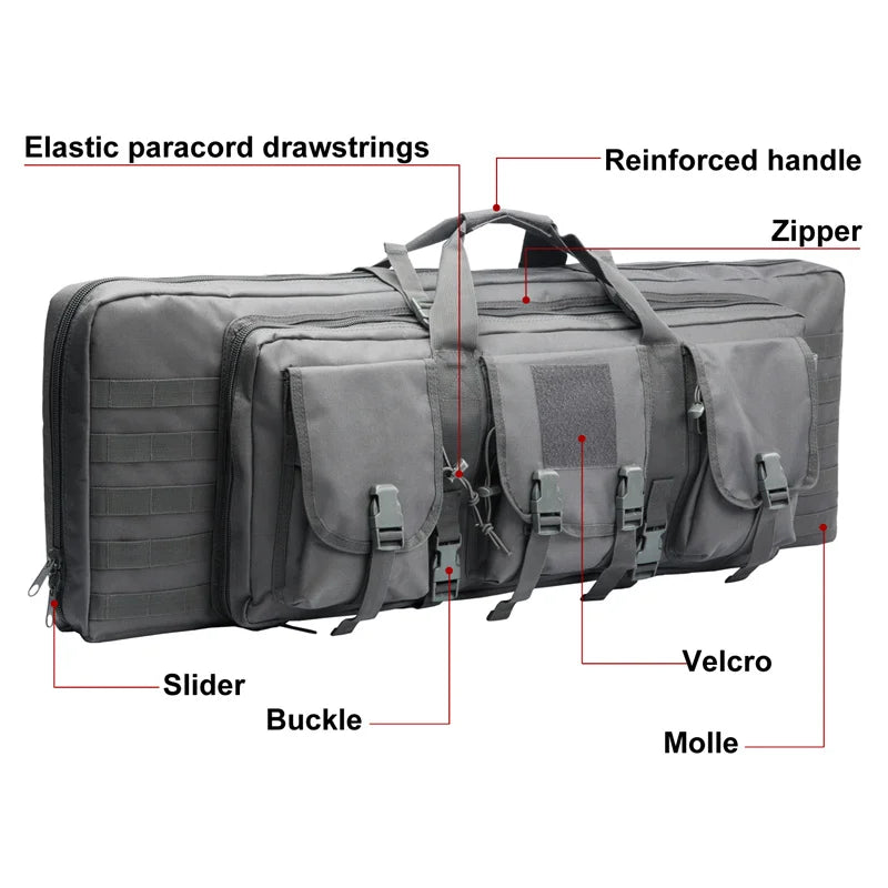 LQARMY Tactical Double Rifle Case With Molle Backpack Gun Bag