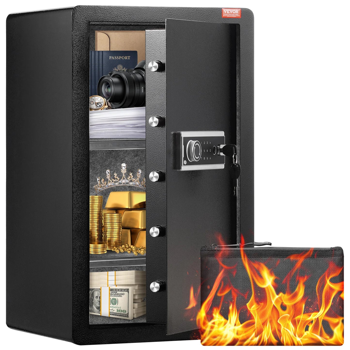 SucceBuy Fireproof Safe Box With Biometric Fingerprint Lock And PasswordProtectionPlus