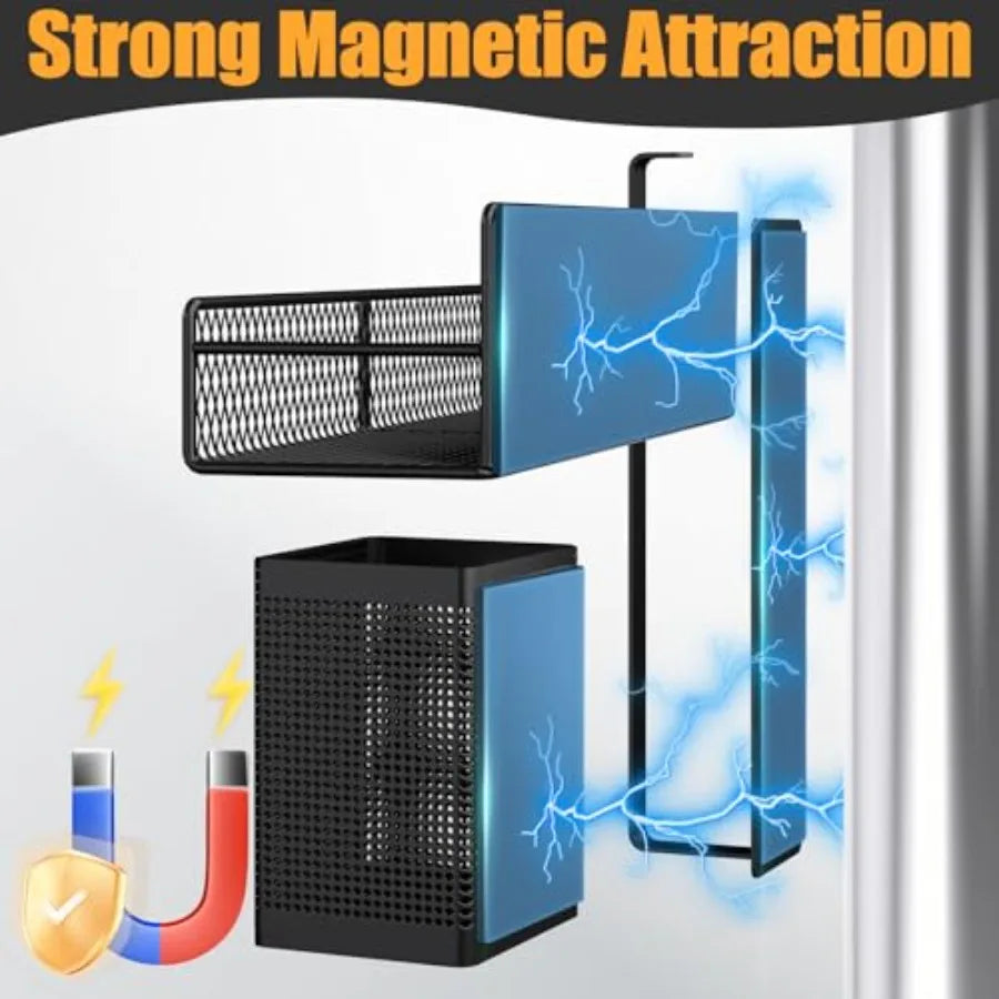 Magnetic Spice Rack for Refrigerator 6 Pack 100 Metal Strong Magnet Shelf Black Space Saving Spice Organizer Home Kitchen Laund