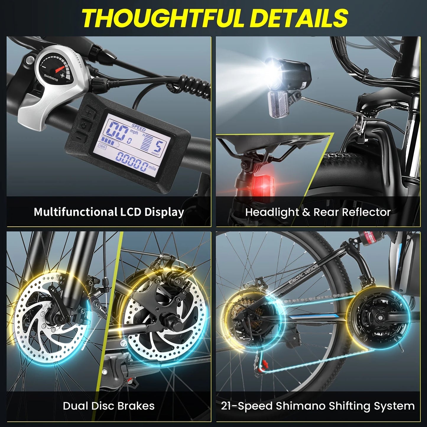 ViviFolded Folding Electric Bike 500W 48V 20MPH 50 Miles