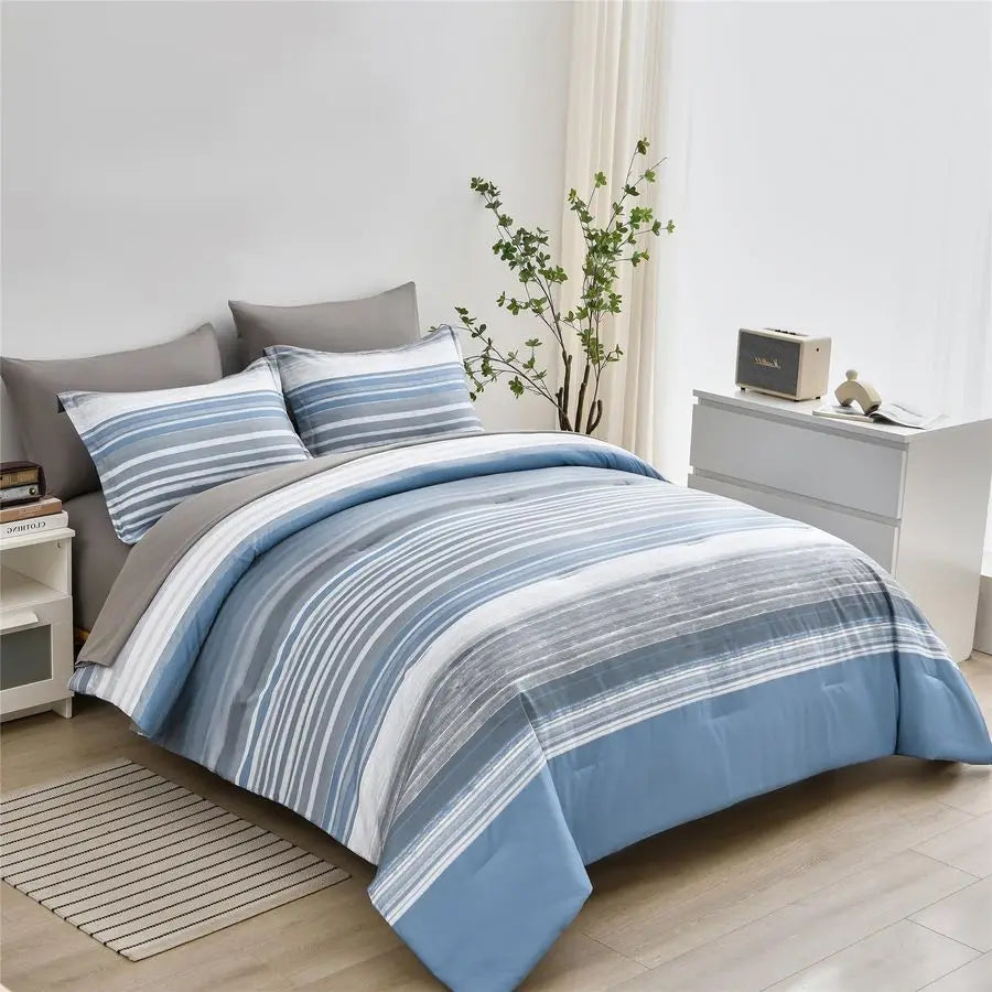 Bed In A Bag Stripe Comforter Set Patchwork Stripes