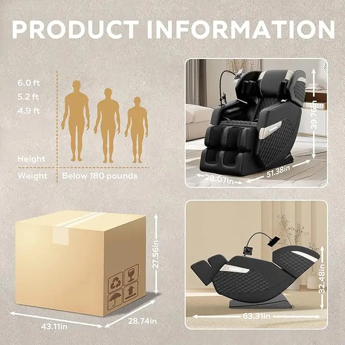 ZHUXIANG Luxury Full Body Zero Gravity Shiatsu Massage Chair