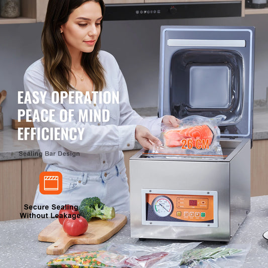 SucceBuy DZ-260S Chamber Vacuum Sealer 260W Vacuum Packing Machine with 10.2" Sealing Length for Wet Foods Meats Home Kitchen