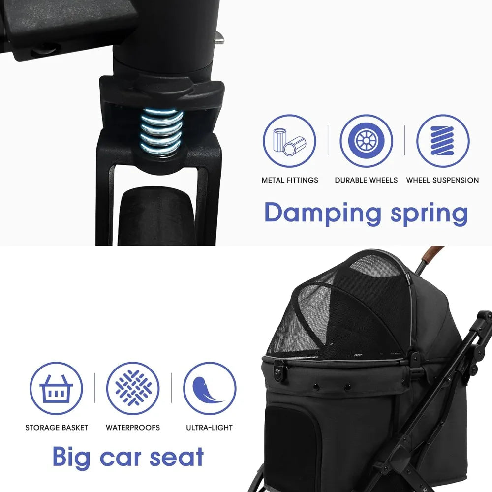 TIFICY Dog Stroller for Small and Medium Dogs with Suspension