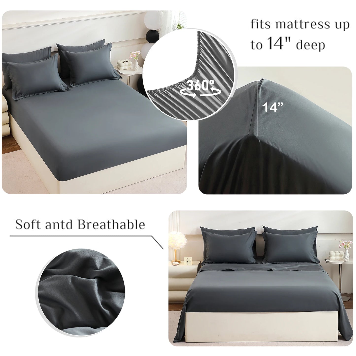 easYumCN Bedding Sets Comforter Flat Sheet Fitted Pillowcases