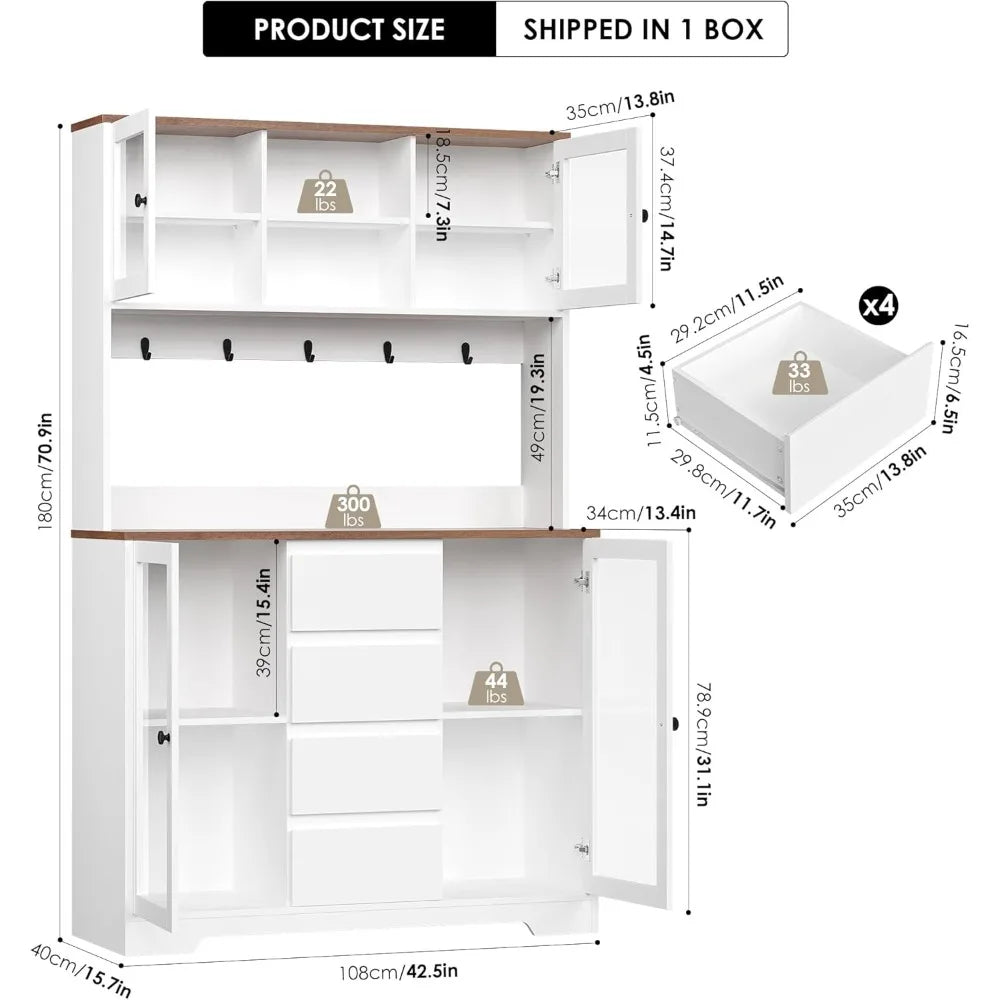 Metal Kitchen Pantry Cabinet With 4 Drawers And 4 Doors