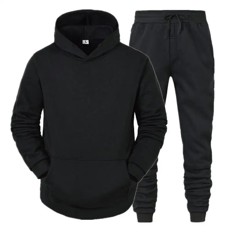 Mens Hooded Sweatshirt and Tracksuit Set Casual Sportswear